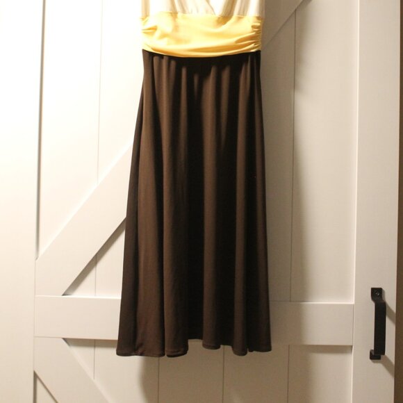 MAGGY LONDON V NECK RUCHED WAIST FIT N FLARE COLORBLOCK DRESS 8 NWOT - Picture 3 of 5